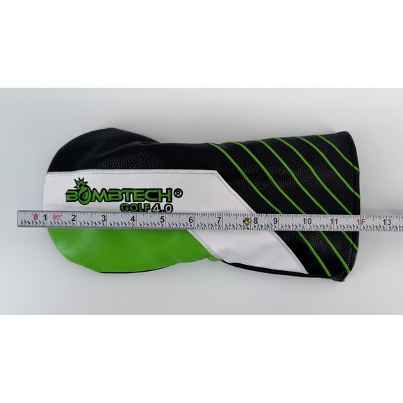 BombTech Golf 4.0 Driver Headcover Black Green White Faux Leather EUC - Picture 5 of 6